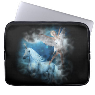 Sky Faerie Asparas en Unicorn Vignette Laptop Sleeve