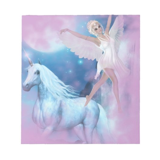 Sky Faerie Asparas en Unicorn Vignette Notitieblok (Voorkant)