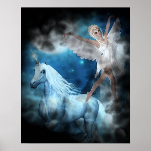 Sky Faerie Asparas en Unicorn Vignette Poster (Voorkant)