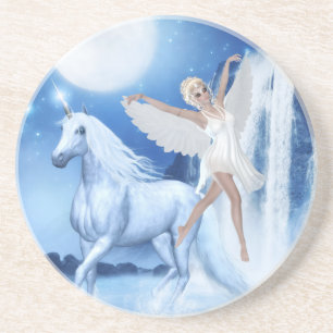 Sky Faerie Asparas en Unicorn Zandsteen Onderzetter