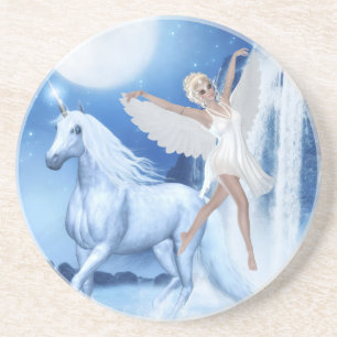Sky Faerie Asparas en Unicorn Zandsteen Onderzetter