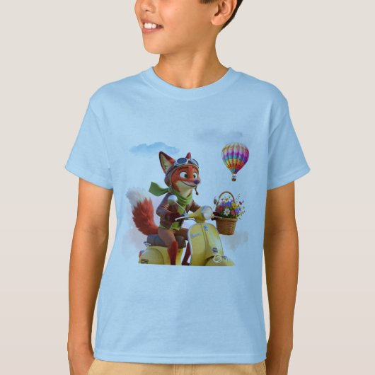 "Sky Fox" Dawn Aviator Cute Animal Adventure T-shirt (Voorkant)