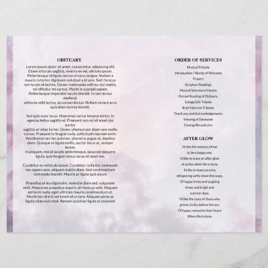 Sky  Funeral Program template (Achterkant)