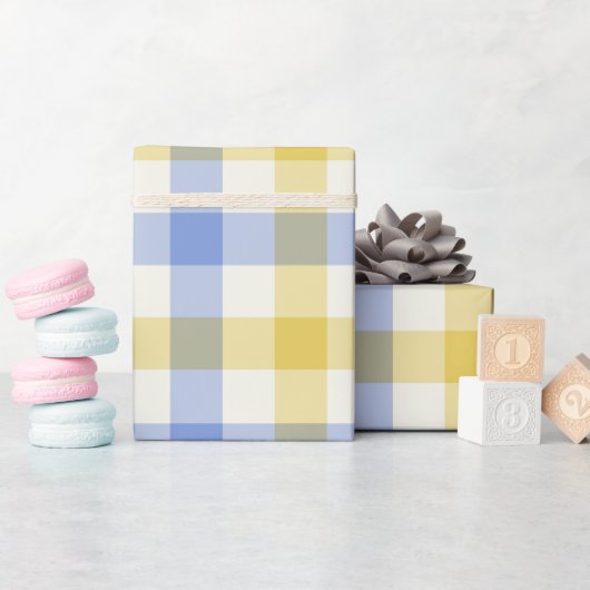 Sky Gingham - Wrapping Paper Cadeaupapier (Baby Shower)