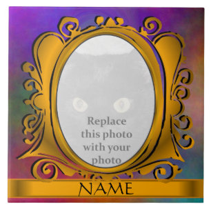 Sky Gold Oval Photo Lijst met Name Tegel Tegeltje