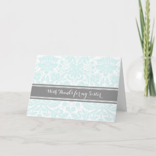 Sky Grey Damask Merci Bridesmaid Soeur