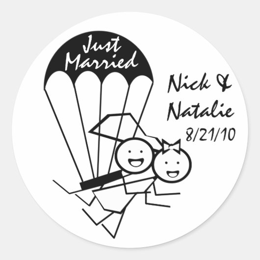 Sky Jump Wedding Ronde Sticker (Voorkant)