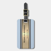 Sky Light Blue Gold Black White Stripe Timeless Bagagelabel (Voorkant verticaal)
