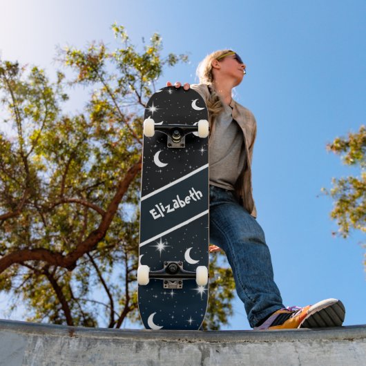 Sky Moons Star Cool Motif Skateboard Deck (Extérieur 1)