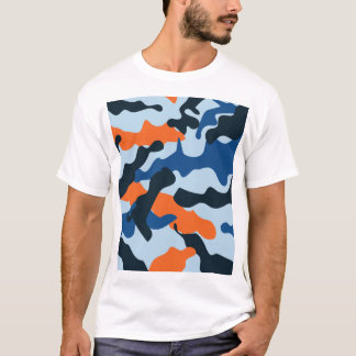Sky Navy Blue Sinaasappel Racing Camouflage Patroo T-shirt