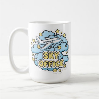 Sky Office - Lief vliegtuig en wolken cartoon Koffiemok