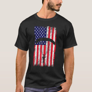 Sky Paraglider Paramotor Paragliding American Flag T-shirt