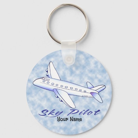 Sky Pilot Blue-vliegtuig Sleutelhanger (Voorkant)