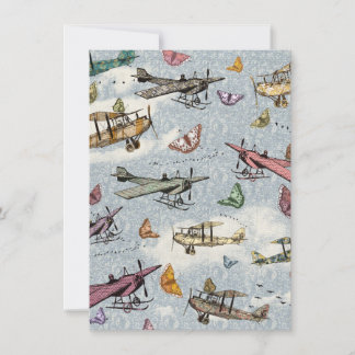 Sky Planes&Butterflies Verjaardagsuitnodiging Kaart