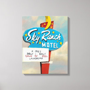 Sky Ranch Motel Sign Canvas Afdruk