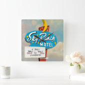 Sky Ranch Motel Sign Vierkante Klok (Huis)