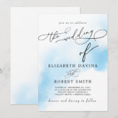 Sky Waterverf Wash and elegant Wedding Kaart (Voorkant / Achterkant)