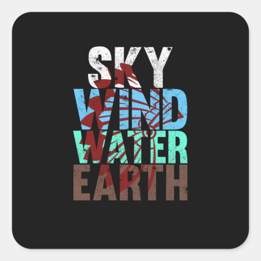 Sky Wind Water Earth Native American Day Support Vierkante Sticker (Voorkant)