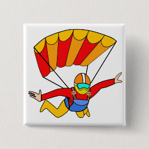 Skydive Red Yello Parachute Vierkante Button 5,1 Cm
