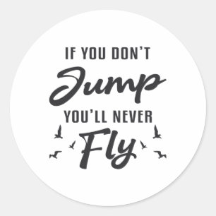 Skydiver Als je niet springt zul je nooit cool vli Ronde Sticker