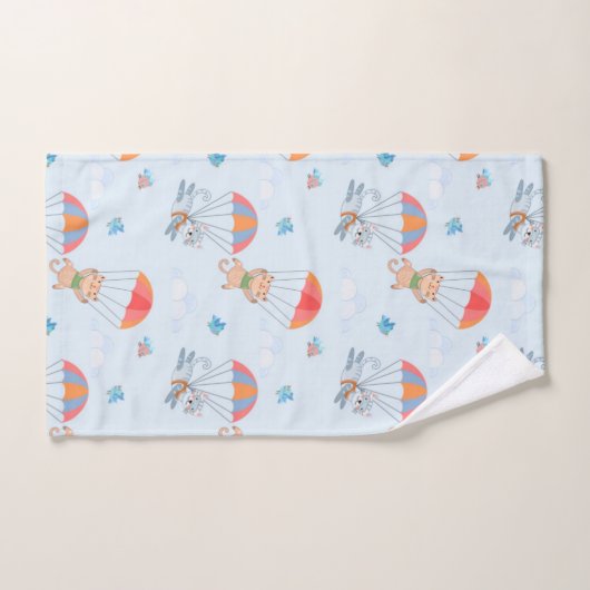 Skydiver Cat Seamless Pattern Bad Handdoek (Handdoek)