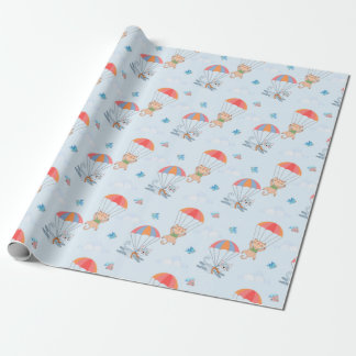 Skydiver Cat Seamless Pattern Cadeaupapier
