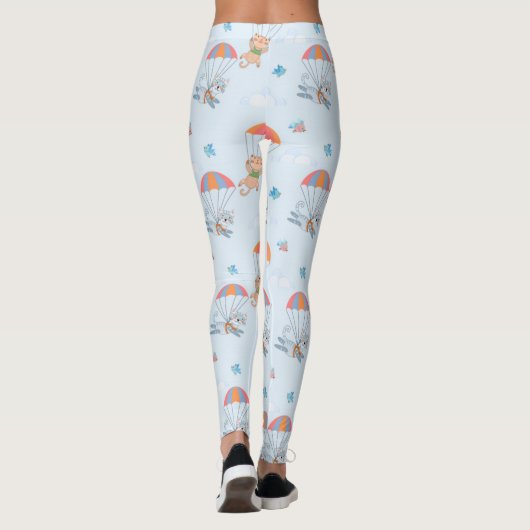 Skydiver Cat Seamless Pattern Leggings (Achterkant)