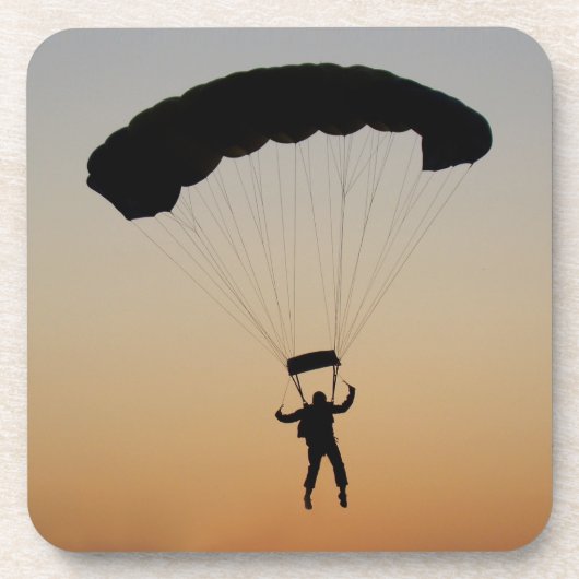Skydiver Parachute bij Sunset Sky Diver Bier Onderzetter (Voorkant)