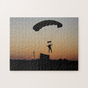 Skydiver Parachute bij Sunset Sky Diver Legpuzzel