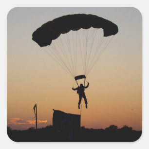 Skydiver Parachute bij Sunset Sky Diver Vierkante Sticker