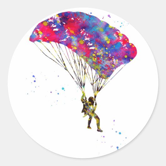 Skydiver Ronde Sticker (Voorkant)