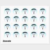 skydiver silhouet ronde sticker (Vel)