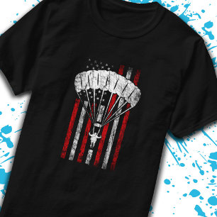 Skydiver Silhouette - Skydiving American Flag - SK T-shirt