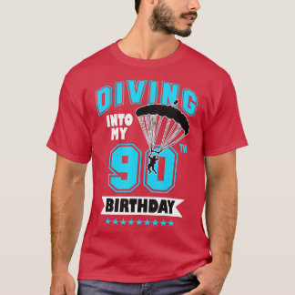 Skydiving Birthday 90 jaar oude Skydivin T-shirt