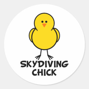 Skydiving Chick Ronde Sticker