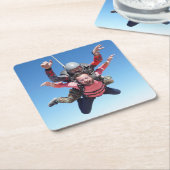 Skydiving Fun Vierkante Kartonnen Onderzetter (Schuin)