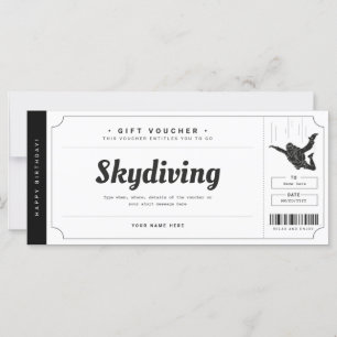 Skydiving Gift Ticket Voucher Certificate