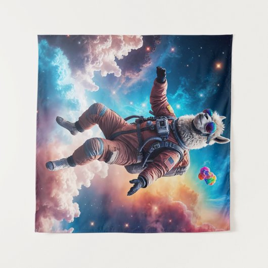 Skydiving Llama in Snoep Nebula Wandkleed (Voorkant (horizontaal))