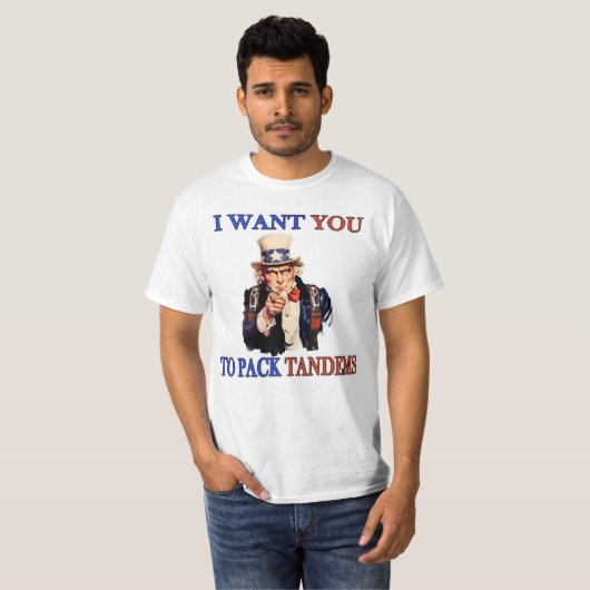 Skydiving oom Sam "Ik wil dat je tandems inpakt" T-shirt (Voorkant volledig)