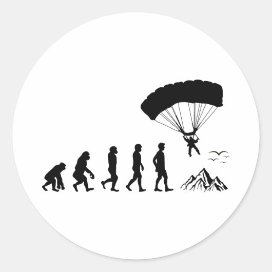 Skydiving Parachute Skydive Skydiver Parachuting Ronde Sticker (Voorkant)