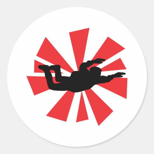 skydiving-pictogram ronde sticker (Voorkant)