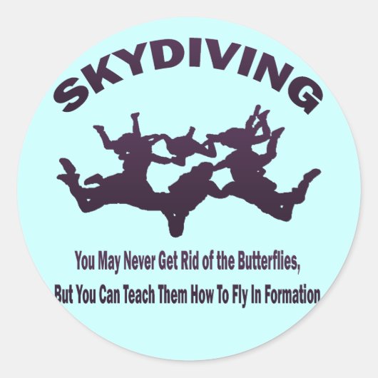 SKYDIVING RONDE STICKER (Voorkant)