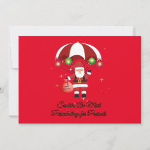 Skydiving Santa Parachute Air Mail Feestdagenkaart