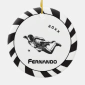 Skydiving Skydiver Parachutist Name & Year Dated Keramisch Ornament (Achterkant)