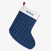 Skye Blue Tartan Pattern Grote Kerstsok (Voorkant (Hangend))