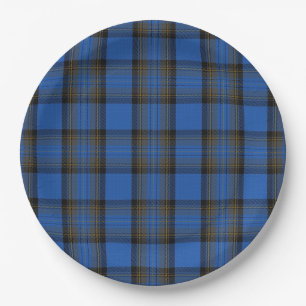 Skye Blue Tartan Pattern Papieren Bordje