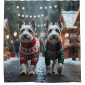 Skye Terrier Dogs Christmas Snow Holiday  Douchegordijn (Voorkant)