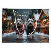 Skye Terrier Dogs Christmas Snow Holiday  Groot Cadeauzakje (Achterkant)