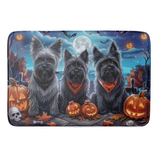 Skye Terrier Halloween Spooky Badmat (Voorkant)