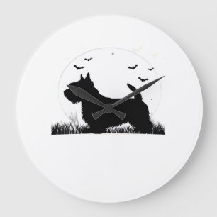 Skye Terrier-hond � Halloween Maan Silhouet Klasse Grote Klok